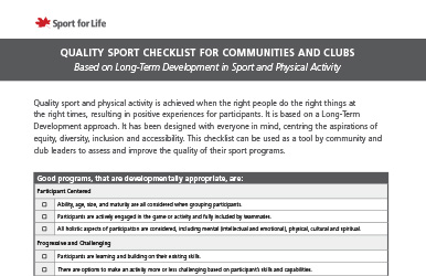 Quality Sport Checklist for Communities and Clubs